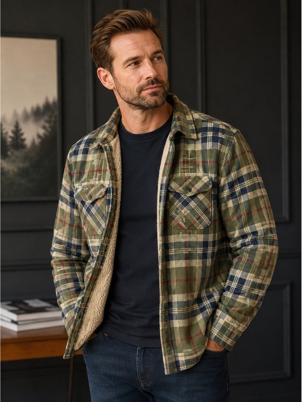 Freedom Foundry XL Plaid Sherpa Lined Shirt Jacket